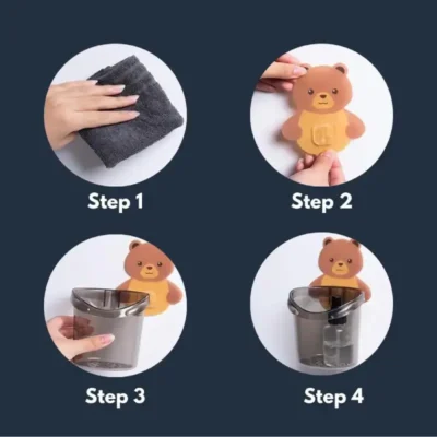 Shopsy Teddy Bear Shaped Wall-Mounted Toothbrush Holder - Pack of 2, Multicolor Shopsy Teddy Bear Shaped Wall-Mounted Toothbrush Holder