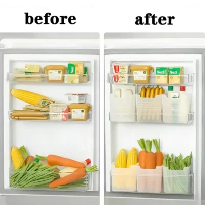 Shopsy Set of 6 Transparent Fridge Side Door Storage Boxes - 1000ml Shopsy Transparent Fridge Side Door Storage Boxes