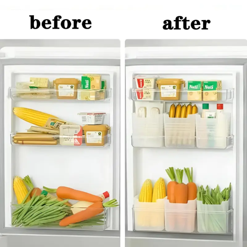 Shopsy Set of 6 Transparent Fridge Side Door Storage Boxes - 1000ml Shopsy Transparent Fridge Side Door Storage Boxes