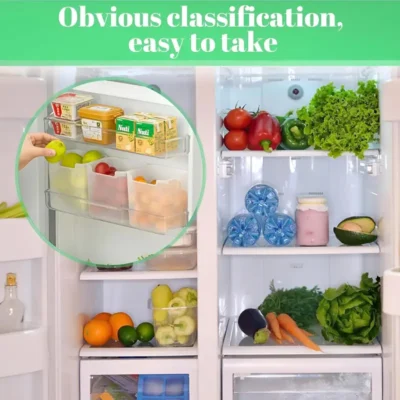 Shopsy Set of 6 Transparent Fridge Side Door Storage Boxes - 1000ml Shopsy Transparent Fridge Side Door Storage Boxes