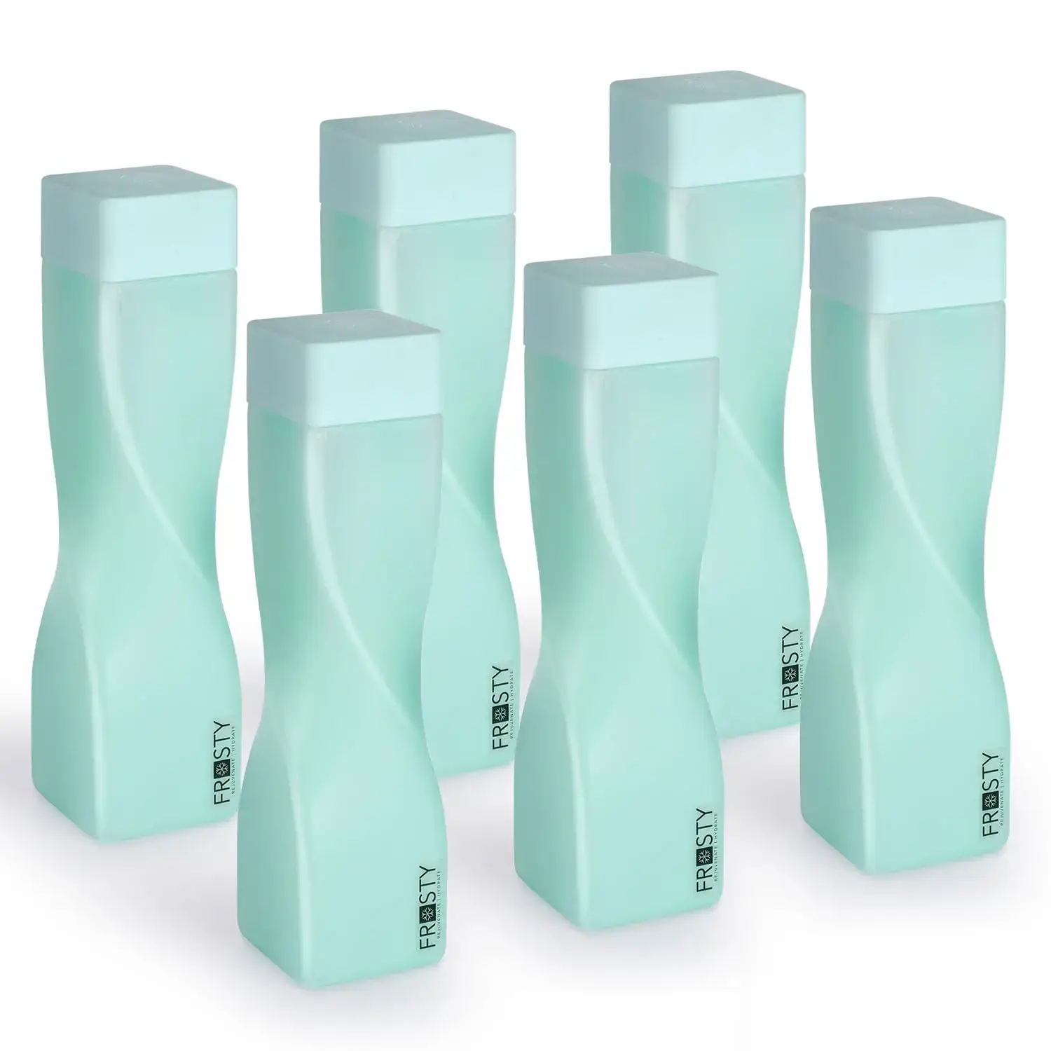 Shopsy Premium Twisted Square Fridge Water Bottles with Mat Finish - 1L, Pack of 6, Multicolor Shopsy Premium Twisted Square Fridge Water Bottles