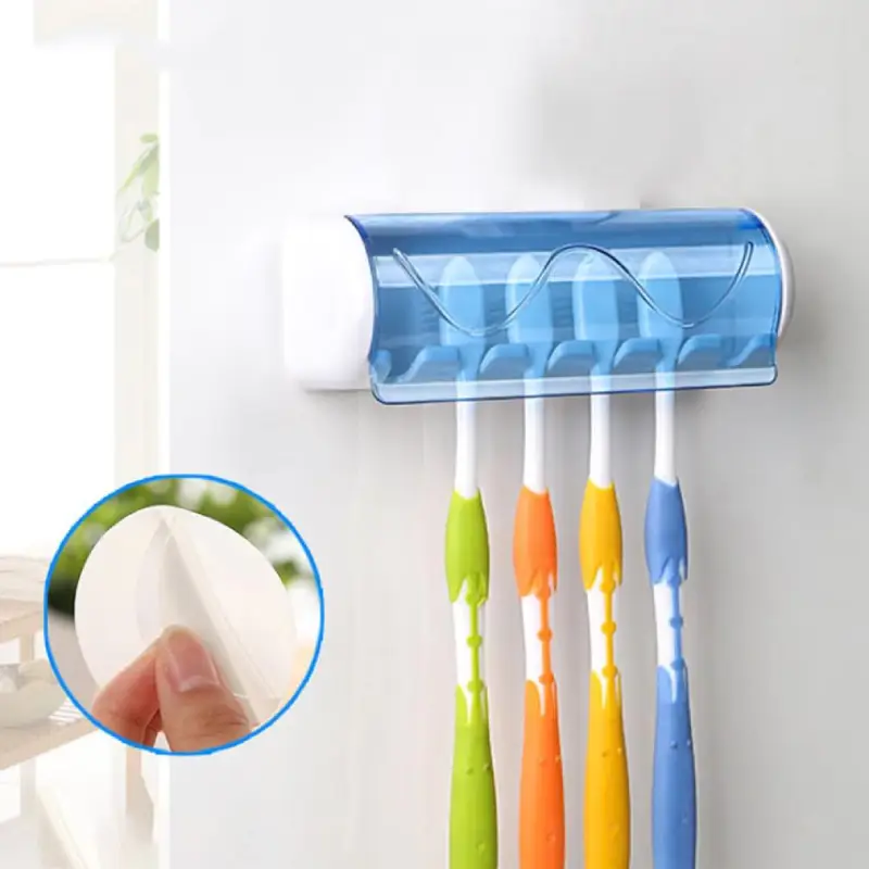 Shopsy Wall-Mounted Plastic 5 Toothbrush Holder with Dust Cover - Multicolor Shopsy Wall-Mounted Plastic Toothbrush Holder