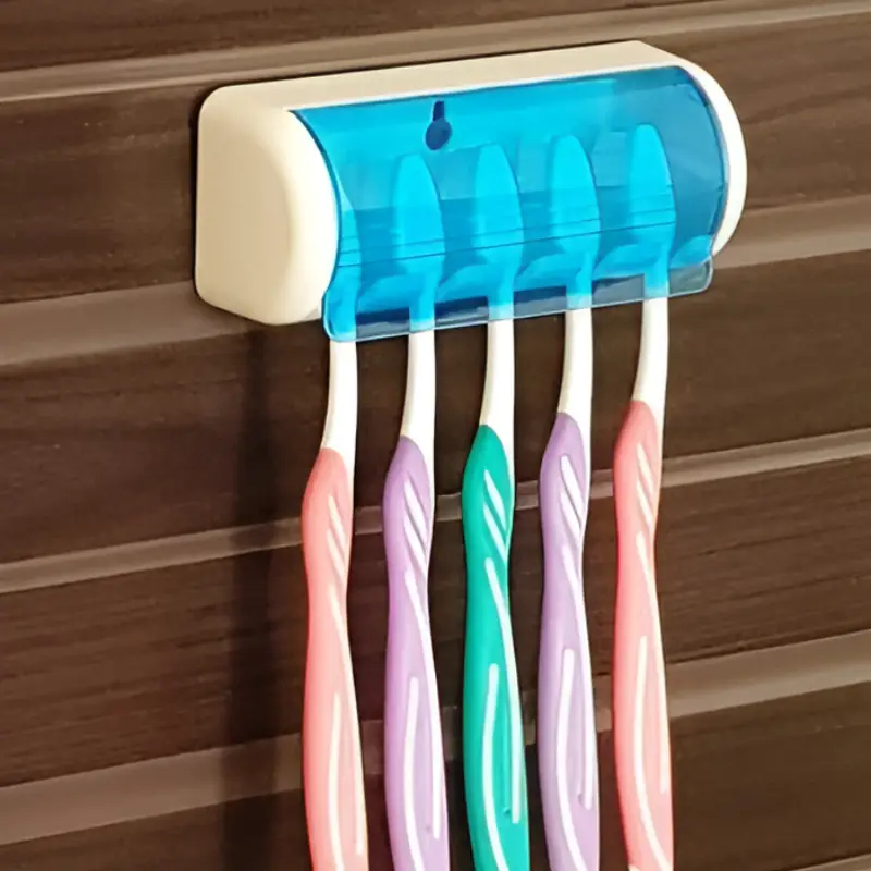 Shopsy Wall-Mounted Plastic 5 Toothbrush Holder with Dust Cover - Multicolor Shopsy Wall-Mounted Plastic Toothbrush Holder
