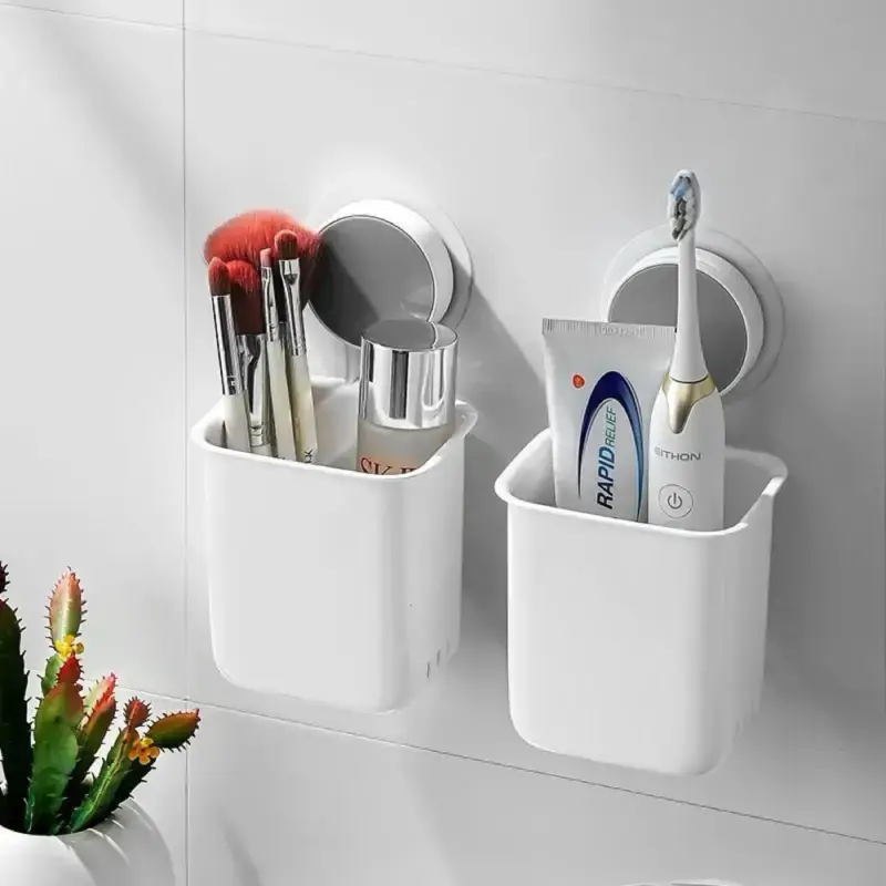 Shopsy Wall-Mounted Plastic Toothbrush Holder Set - Pack of 2 Shopsy Plastic Toothbrush Holder Set