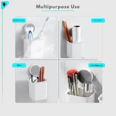 Shopsy Wall-Mounted Plastic Toothbrush Holder Set - Pack of 2 Shopsy Plastic Toothbrush Holder Set