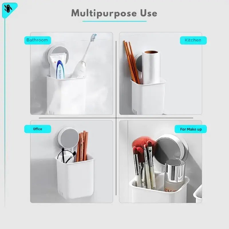 Shopsy Wall-Mounted Plastic Toothbrush Holder Set - Pack of 2 Shopsy Plastic Toothbrush Holder Set