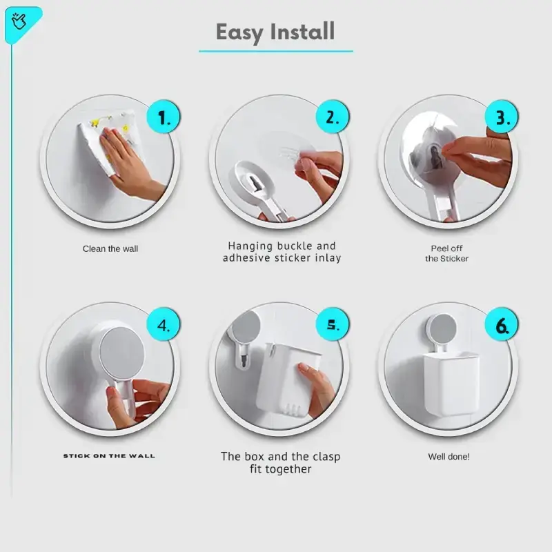 Shopsy Wall-Mounted Plastic Toothbrush Holder Set - Pack of 2 Shopsy Plastic Toothbrush Holder Set