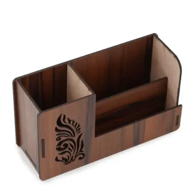 Shopsy Wooden Pen Stand with Card & Mobile Holder